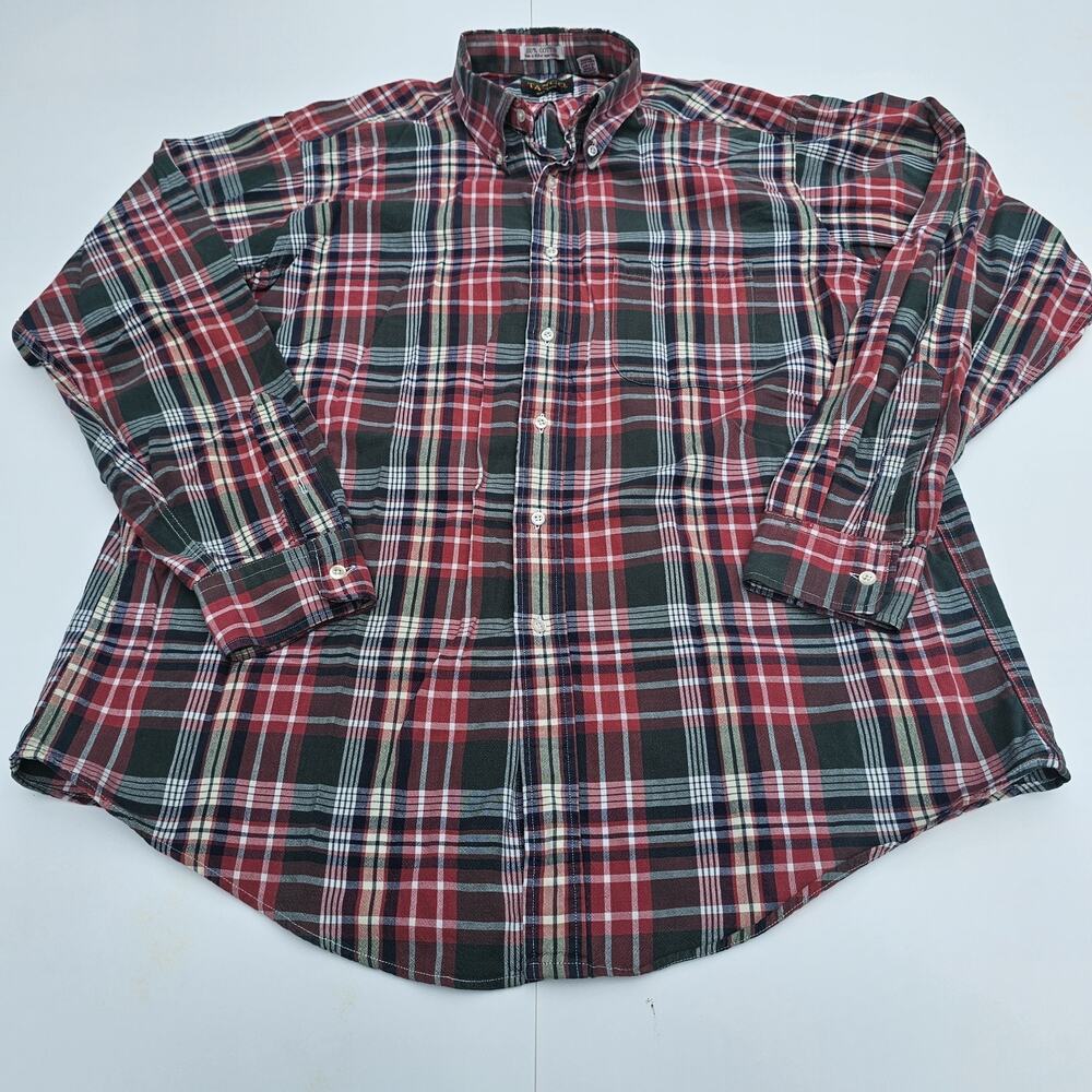 Tango By Max Raab Red Plaid Button Down Mens L/S Shirt XL